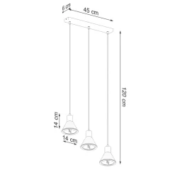 Best Sollux Hängelampe Weiß 3-flammig B: 45 cm ES111 Retro Metall