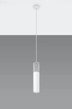 Sollux Hängelampe Weiß Grau Metall Beton Ø8cm rund Esstisch* Wohnzimmerlampen|Moderne Lampen