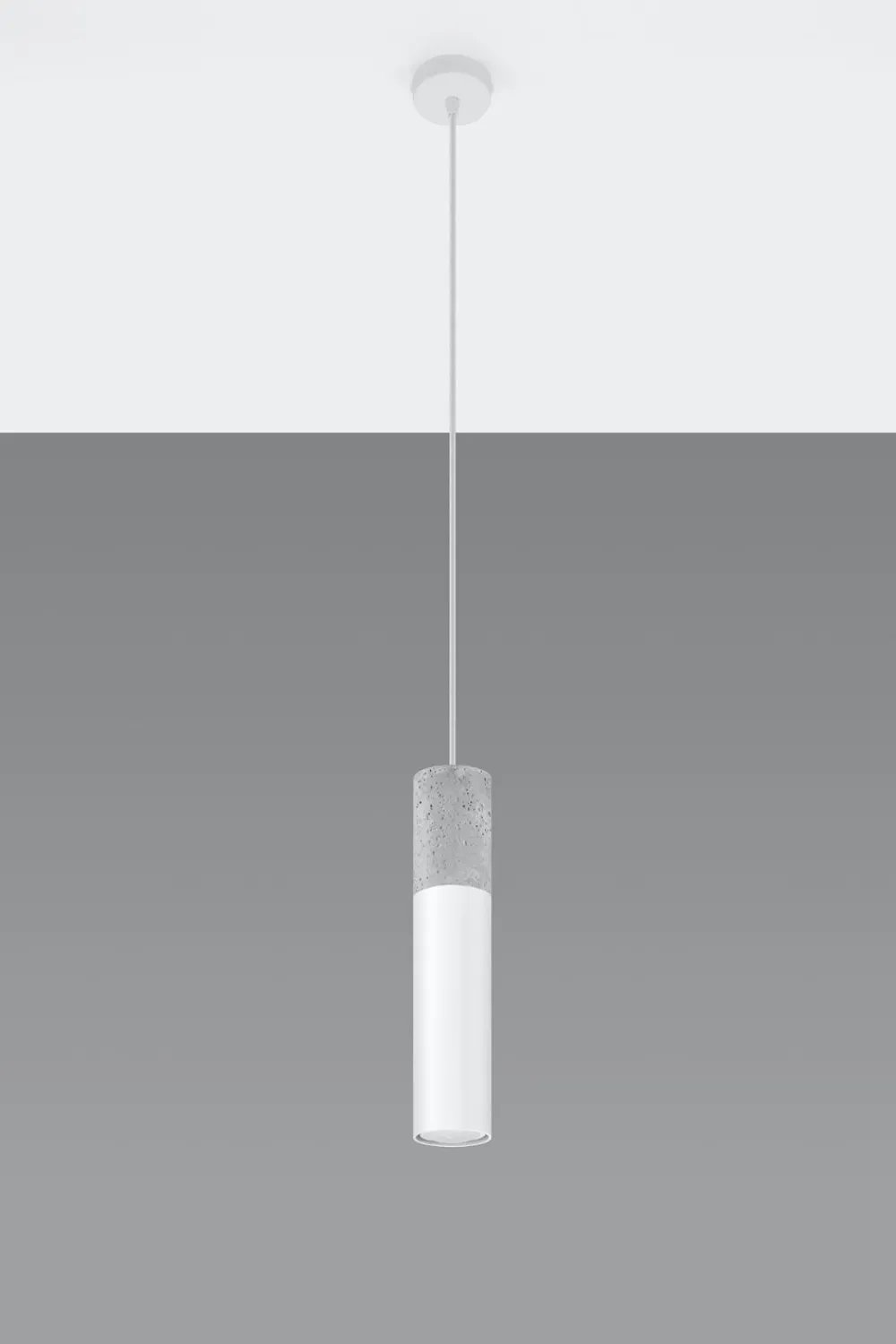 Sollux Hängelampe Weiß Grau Metall Beton Ø8cm rund Esstisch* Wohnzimmerlampen|Moderne Lampen