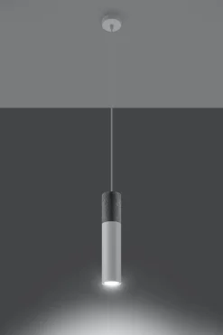 Sollux Hängelampe Weiß Grau Metall Beton Ø8cm rund Esstisch* Wohnzimmerlampen|Moderne Lampen