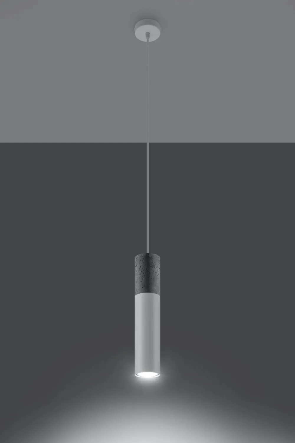 Sollux Hängelampe Weiß Grau Metall Beton Ø8cm rund Esstisch* Wohnzimmerlampen|Moderne Lampen