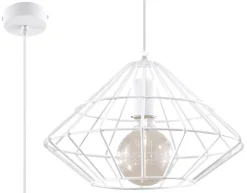 Sollux Hängelampe Weiß Metall Draht Retro geometrisch E27* Hängelampen|Wohnzimmerlampen