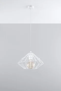 Sollux Hängelampe Weiß Metall Draht Retro geometrisch E27* Hängelampen|Wohnzimmerlampen