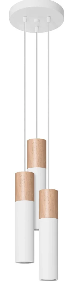 Sollux Hängelampe Weiß Natur 3-flammig GU10 Ø 20 cm Metall Holz* Hängelampen|Esszimmer Lampen