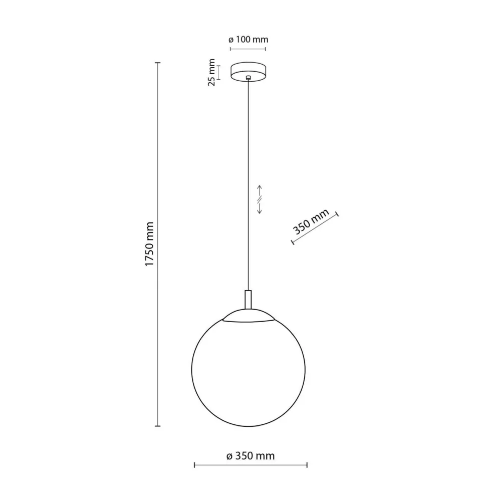 TK Lighting Hängelampe Weiß Schwarz Ø 35 cm E27 Kugel Glas Metall* Hängelampen|Esszimmer Lampen