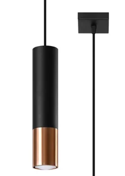 Sale Sollux Hängelampe Zylinder Schwarz Kupfer Ø 6 cm GU10 Metall