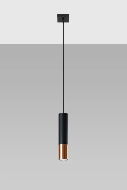 Sale Sollux Hängelampe Zylinder Schwarz Kupfer Ø 6 cm GU10 Metall
