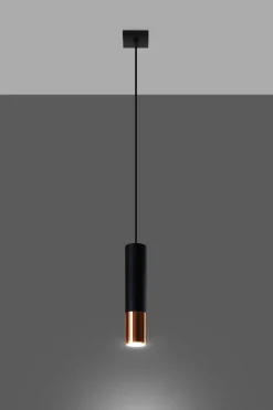 Sale Sollux Hängelampe Zylinder Schwarz Kupfer Ø 6 cm GU10 Metall