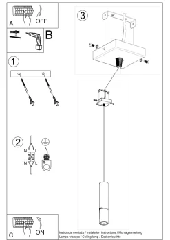 Sale Sollux Hängelampe Zylinder Schwarz Kupfer Ø 6 cm GU10 Metall