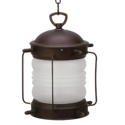 Outlet Lido Hängeleuchte außen Messing Glas Ø 26 cm E27 Rostbraun Antik