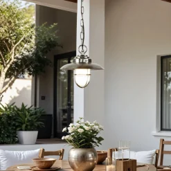 Lido Hängeleuchte Außen Nickel Maritim IP54 Echt-Messing* Metall Lampen|Messinglampen