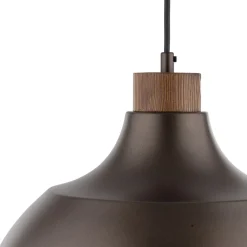 TK Lighting Hängeleuchte Braun Metall Holz D: 34 cm rund E27 Retro* Esszimmer Lampen|Schlafzimmer Lampen