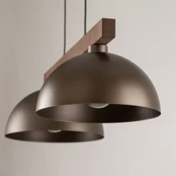 TK Lighting Hängeleuchte Braun Metall Holz L: 83 E27 2-flammig* Hängelampen|Bürolampen