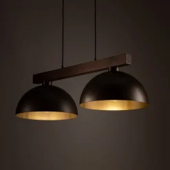 TK Lighting Hängeleuchte Braun Metall Holz L: 83 E27 2-flammig* Hängelampen|Bürolampen