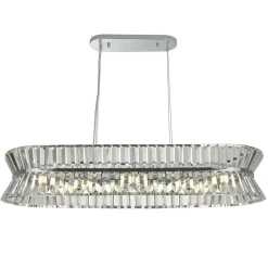 Searchlight Hängeleuchte Chrom Klar Kristall 10x G9 B: 100 cm* Wohnzimmerlampen|Kristalllampen