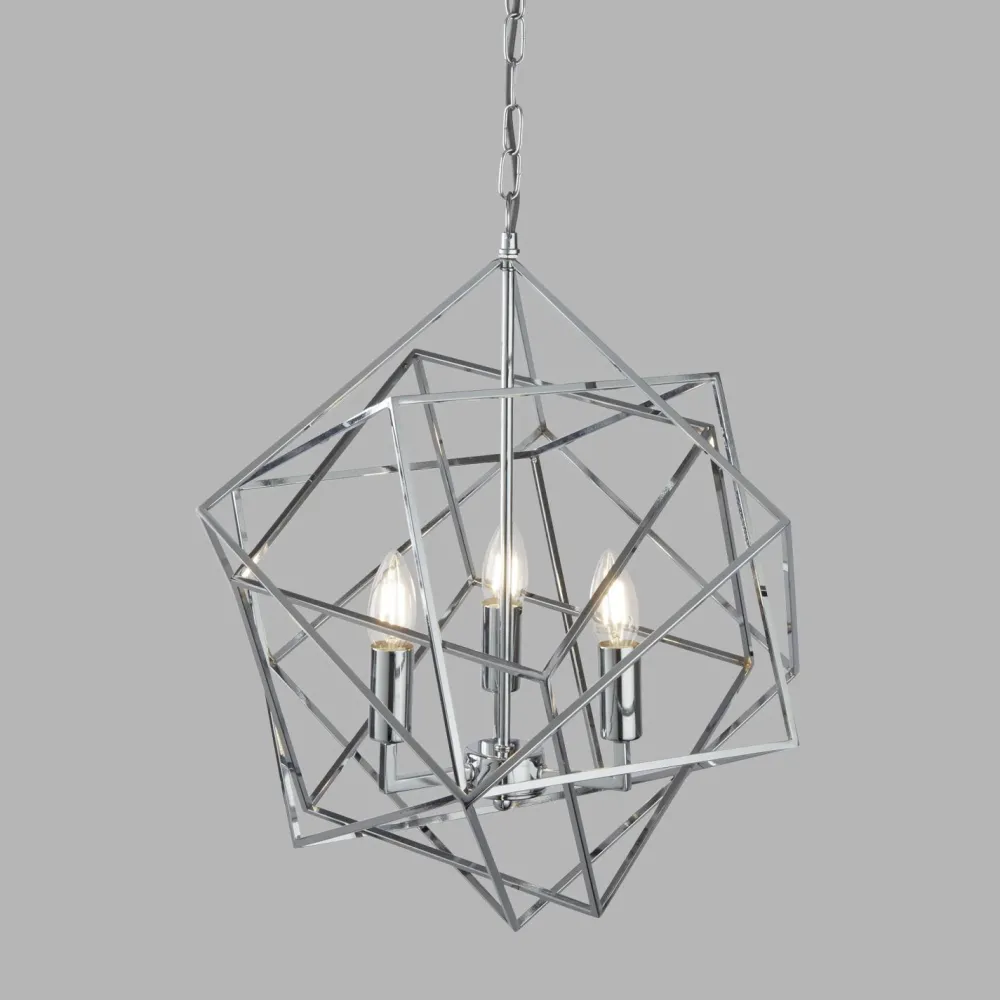 Clearance Searchlight Hängeleuchte Chrom 3x E14 B: 48 cm Metall Modern HANNAH