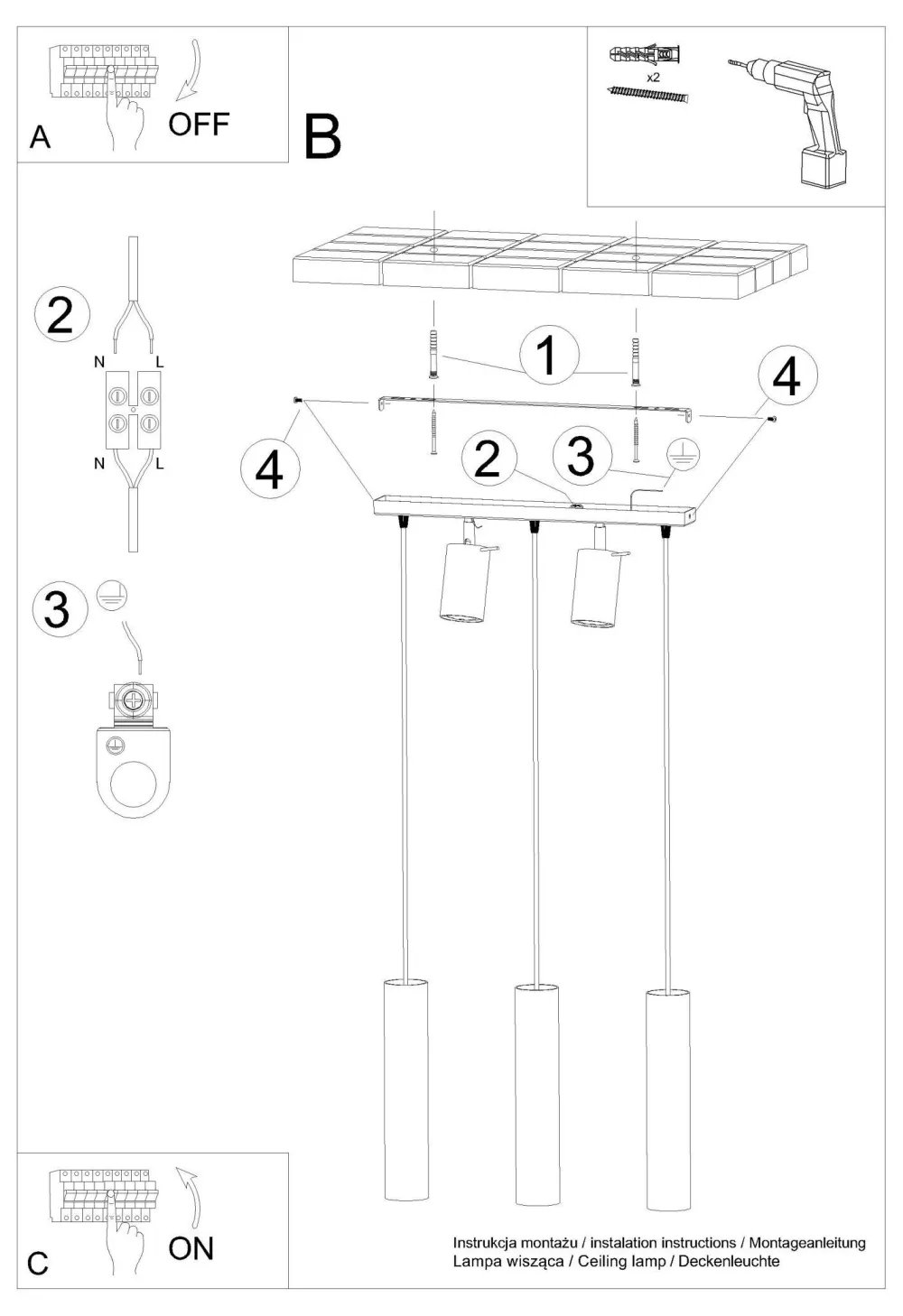 Sollux Hängeleuchte Deckenstrahler Weiß Metall 5-flammig