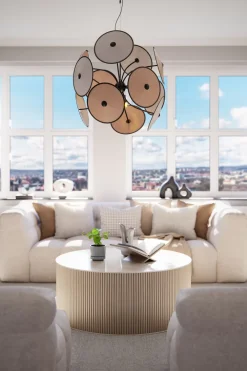 Discount By Rydéns Hängeleuchte dekorativ Metall Stoff D: 83,5 cm 4x E14