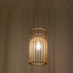 Online Nowodvorski Hängeleuchte E27 Ø 26 cm Weiß Natur Holz Metall wohnlich