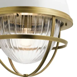 Elstead Hängeleuchte E27 D: 40,8 cm Metall Glas in Messing Weiß* Hängelampen|Bürolampen