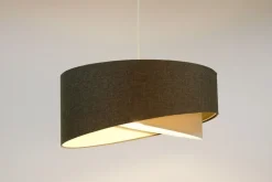 Online BPS Koncept Hängeleuchte E27 rund Ø 60 cm Grau Creme Stoff Modern