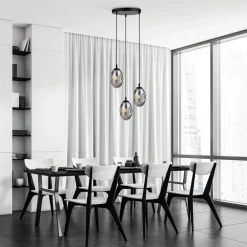 Sale Emibig Hängeleuchte E14 Schwarz Graphit 3-flammig Wohnzimmer