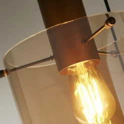 Searchlight Hängeleuchte 3-flammig Braun Bernstein E27 D: 47 cm* Hängelampen|Bürolampen