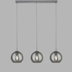 Hot Searchlight Hängeleuchte 3-flammig Chrom Rauchgrau E27 Glas Metall