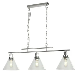 Best Searchlight Hängeleuchte 3-flammig Chrom Klar E27 Vintage Design