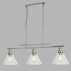 Best Searchlight Hängeleuchte 3-flammig Chrom Klar E27 Vintage Design