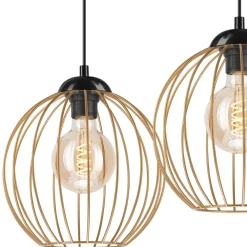 Lamkur Hängeleuchte 2-flammig E27 in Schwarz Gold Metall Draht* Hängelampen|Esszimmer Lampen