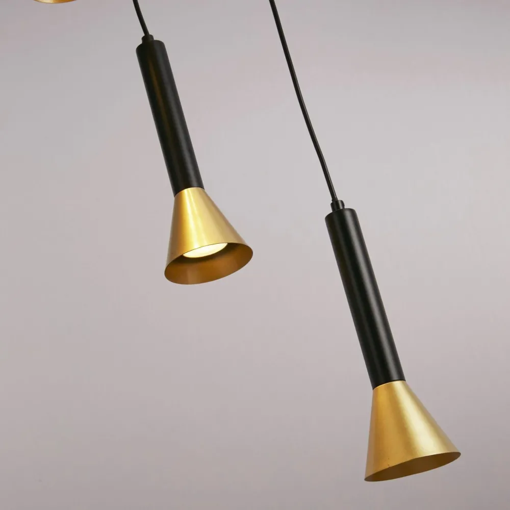 Hot Searchlight Hängeleuchte 5-flammig GU10 Ø 37 cm in Schwarz Gold