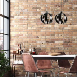 Clearance Lamkur Hängeleuchte 2-flammig höhenverstellbar Metall Schwarz E27