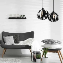 Clearance Lamkur Hängeleuchte 2-flammig höhenverstellbar Metall Schwarz E27