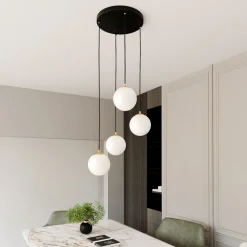 Discount Emibig Hängeleuchte 4-flammig in Schwarz Weiß Gold