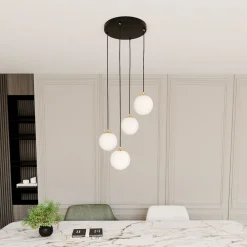 Discount Emibig Hängeleuchte 4-flammig in Schwarz Weiß Gold