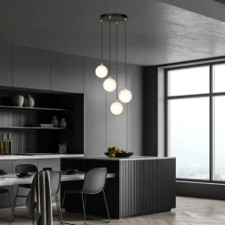 Discount Emibig Hängeleuchte 4-flammig in Schwarz Weiß Gold