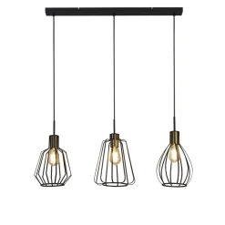 Discount Searchlight Hängeleuchte 3-flammig in Schwarz Messing Antik E27