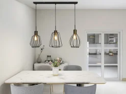 Discount Searchlight Hängeleuchte 3-flammig in Schwarz Messing Antik E27