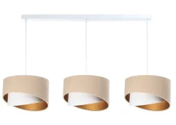 Online BPS Koncept Hängeleuchte 3-flammig in Weiß Beige Gold E27 Stoff