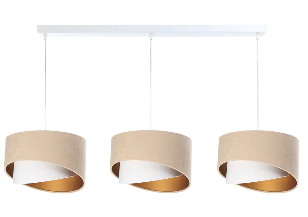 Online BPS Koncept Hängeleuchte 3-flammig in Weiß Beige Gold E27 Stoff