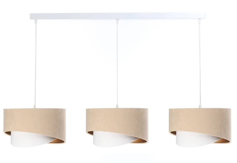 Online BPS Koncept Hängeleuchte 3-flammig in Weiß Beige Gold E27 Stoff