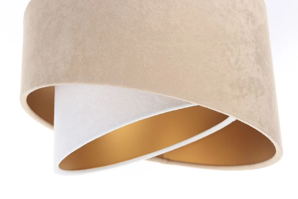 Online BPS Koncept Hängeleuchte 3-flammig in Weiß Beige Gold E27 Stoff