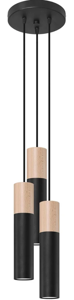 Best Sollux Hängeleuchte 3-flammig Schwarz Natur verstellbar