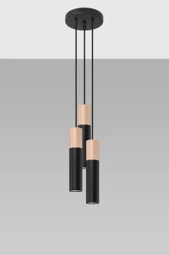 Best Sollux Hängeleuchte 3-flammig Schwarz Natur verstellbar