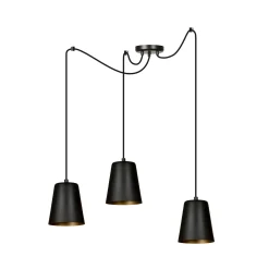 Best Emibig Hängeleuchte 3-flammig Schwarz Gold Metall 3x E27