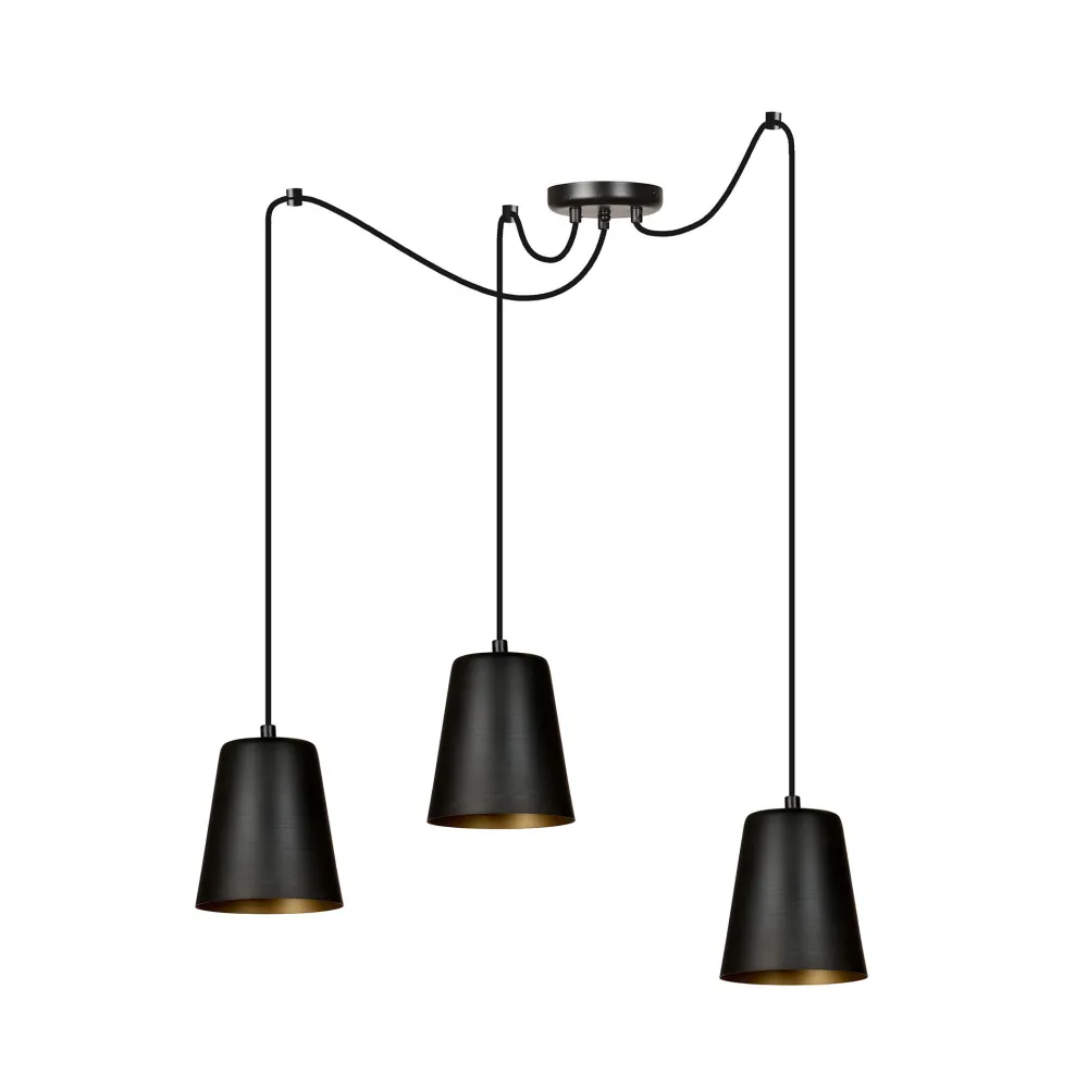 Best Emibig Hängeleuchte 3-flammig Schwarz Gold Metall 3x E27