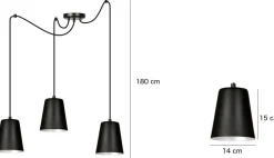 Best Emibig Hängeleuchte 3-flammig Schwarz Gold Metall 3x E27