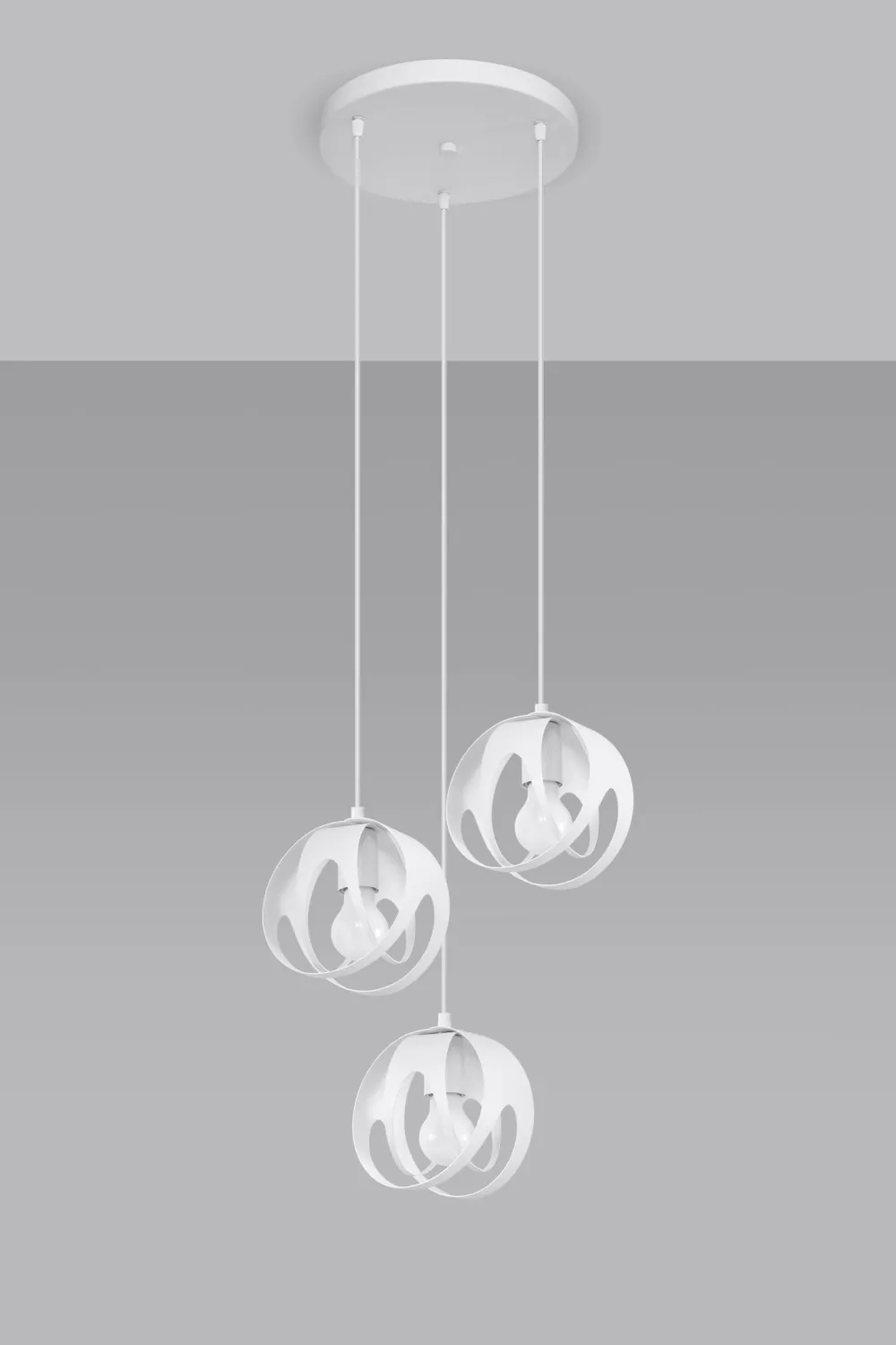 Sollux Hängeleuchte 3-flammig Weiß Metall verstellbar E27* Hängelampen|Wohnzimmerlampen