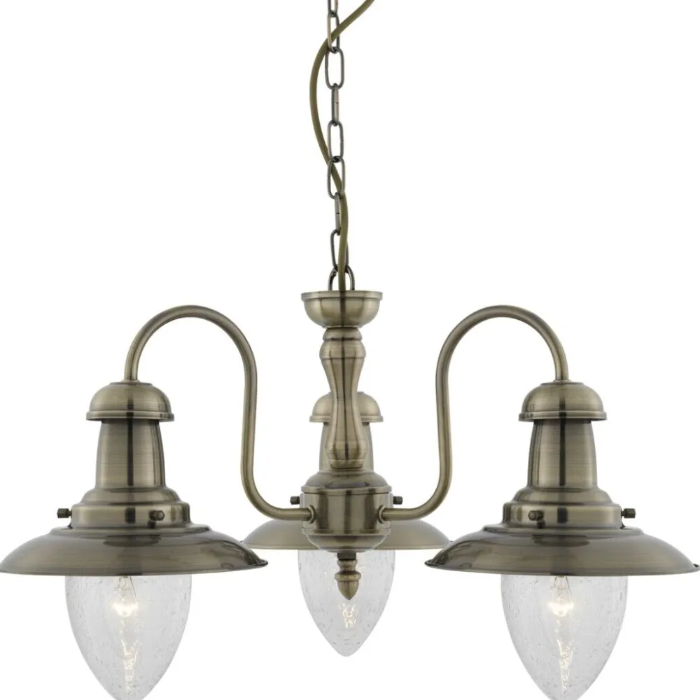 Searchlight Hängeleuchte 3-flmg. maritim Messing Antik* Maritime Lampen|Vintage Lampen